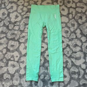 Gymshark Size Medium Energy Seamless Leggings Laser Cutout Mint Green